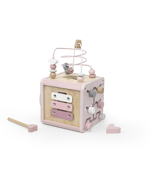 Label Label 5-in-1 Activity Cube in FSC Wood - Pink -12+ m Wooden Stacking Toys