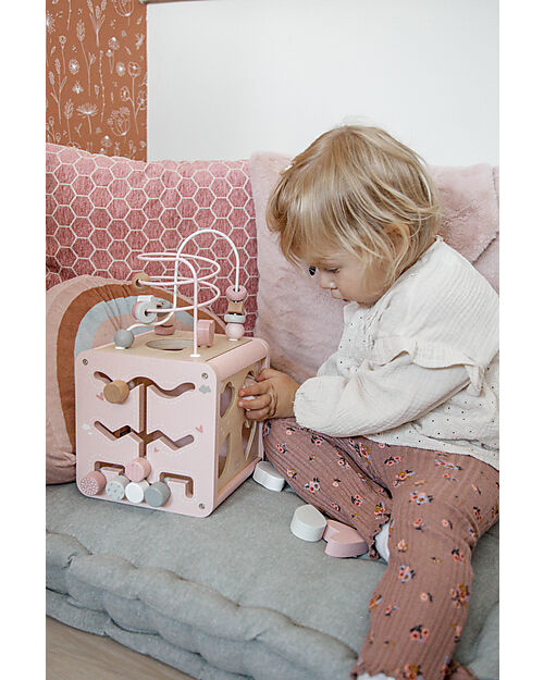 Label Label 5-in-1 Activity Cube in FSC Wood - Pink -12+ m Wooden Stacking Toys