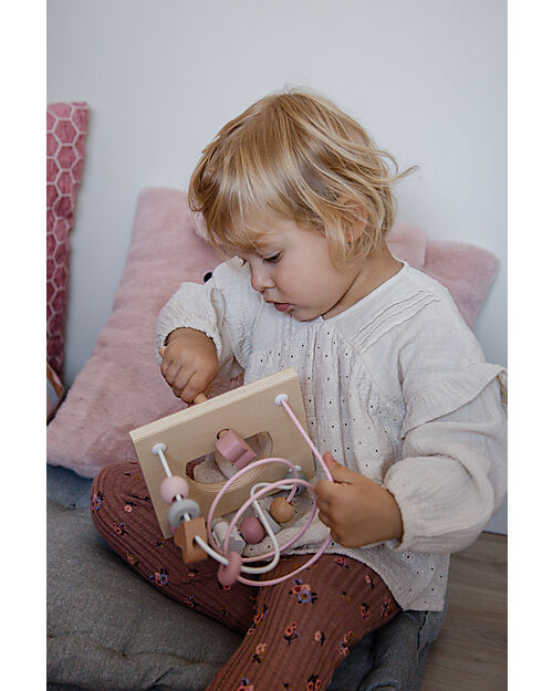 Label Label 5-in-1 Activity Cube in FSC Wood - Pink -12+ m Wooden Stacking Toys