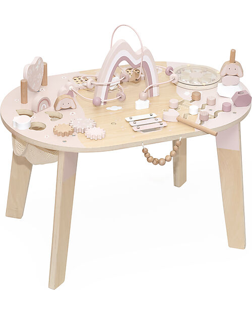 Label Label Activity Table - Pink - Wood - Stimulates Creativity Wooden Stacking Toys