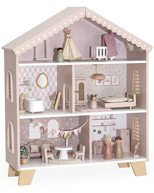 Label Label Doll House - Pink - Wood Dolls Houses