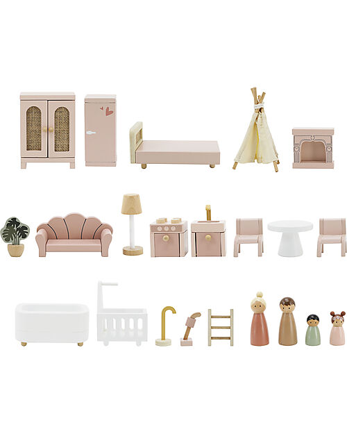 Label Label Doll House - Pink - Wood Dolls Houses