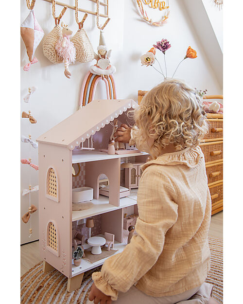 Label Label Doll House - Pink - Wood Dolls Houses