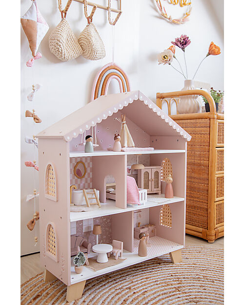 Label Label Doll House - Pink - Wood Dolls Houses