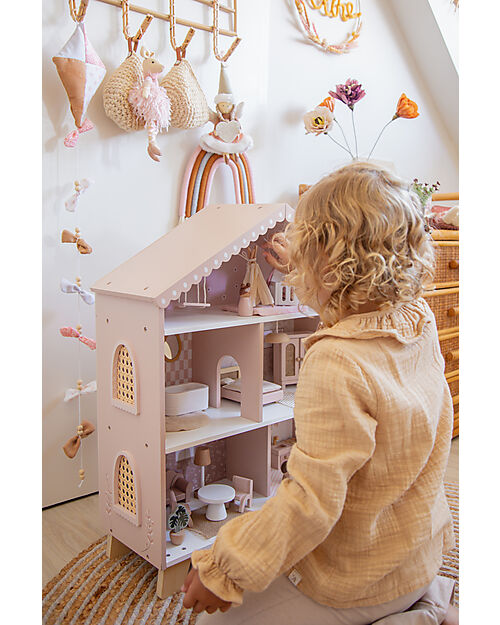 Label Label Doll House - Pink - Wood Dolls Houses