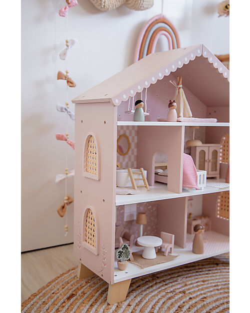 Label Label Doll House - Pink - Wood Dolls Houses