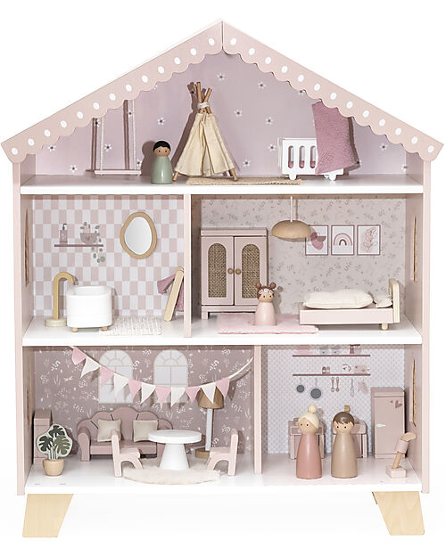 Label Label Doll House - Pink - Wood Dolls