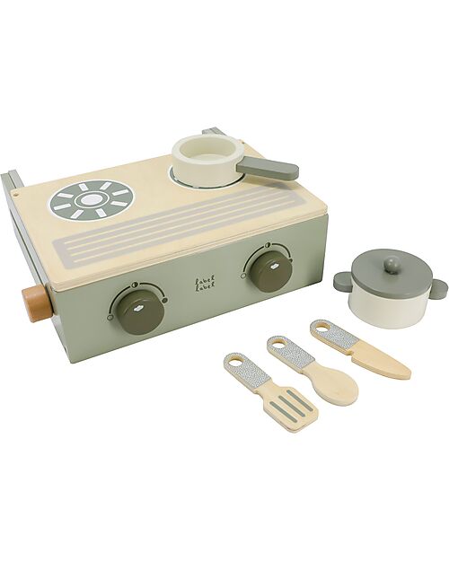 Label Label Folding Mini Kitchen in Wood - Green - FSC Certified Beech Wood Toy Kitchens