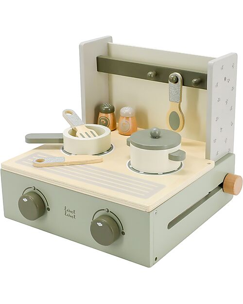 Label Label Folding Mini Kitchen in Wood - Green - FSC Certified Beech Wood Toy Kitchens