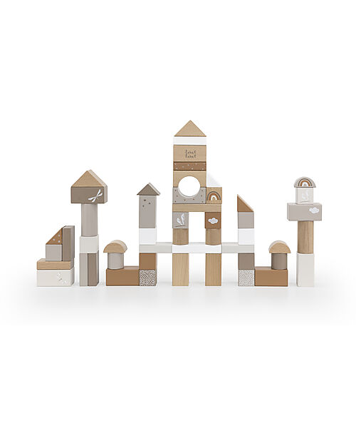 Label Label FSC Stackable Wooden Blocks - 50 Pieces - Beige - 18+ m Wooden Blocks and Construction Sets