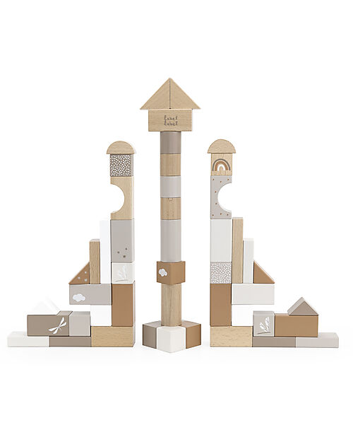 Label Label FSC Stackable Wooden Blocks - 50 Pieces - Beige - 18+ m Wooden Blocks and Construction Sets