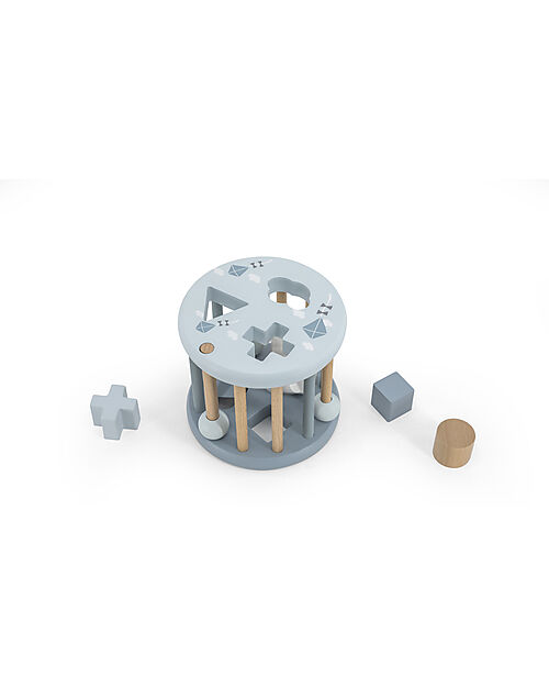 Label Label FSC Wood Interlocking Geometric Shapes Wheel - Light Blue - 12+ m Wooden Stacking Toys