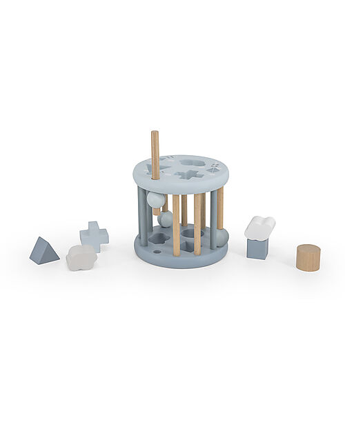 Label Label FSC Wood Interlocking Geometric Shapes Wheel - Light Blue - 12+ m Wooden Stacking Toys