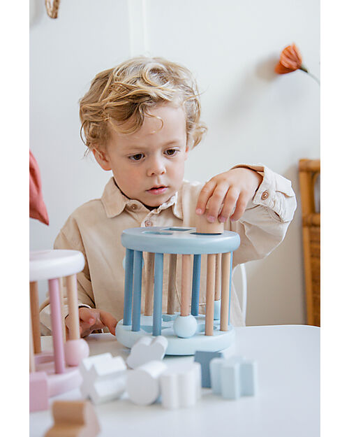 Label Label FSC Wood Interlocking Geometric Shapes Wheel - Light Blue - 12+ m Wooden Stacking Toys