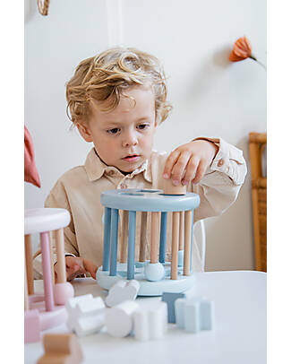 Label Label FSC Wood Interlocking Geometric Shapes Wheel - Light Blue - 12+ m Wooden Stacking Toys