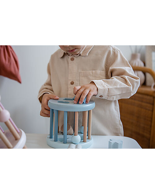 Label Label FSC Wood Interlocking Geometric Shapes Wheel - Light Blue - 12+ m Wooden Stacking Toys