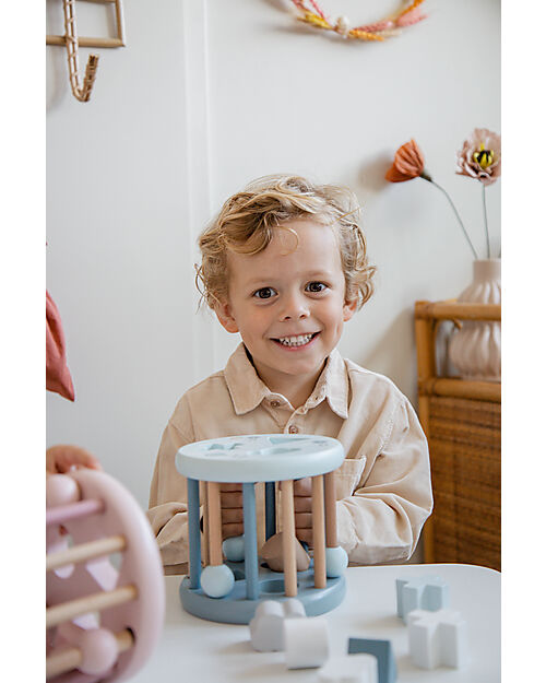 Label Label FSC Wood Interlocking Geometric Shapes Wheel - Light Blue - 12+ m Wooden Stacking Toys