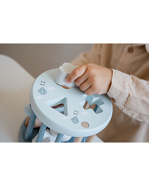 Label Label FSC Wood Interlocking Geometric Shapes Wheel - Light Blue - 12+ m Wooden Stacking Toys