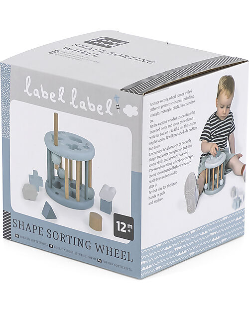 Label Label FSC Wood Interlocking Geometric Shapes Wheel - Light Blue - 12+ m Wooden Stacking Toys