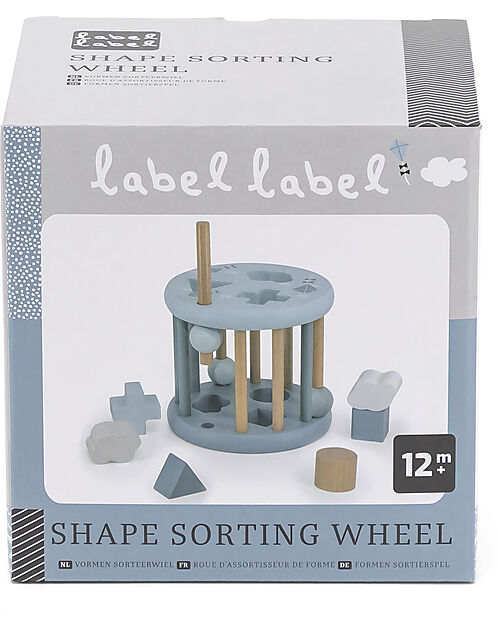 Label Label FSC Wood Interlocking Geometric Shapes Wheel - Light Blue - 12+ m Wooden Stacking Toys