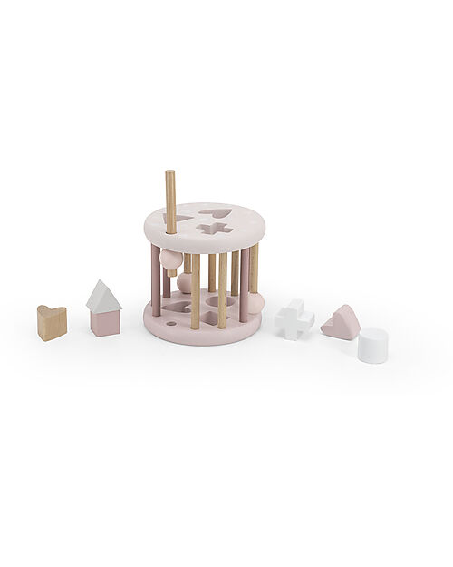 Label Label FSC Wood Interlocking Geometric Shapes Wheel - Pink - 12+ m Wooden Stacking Toys