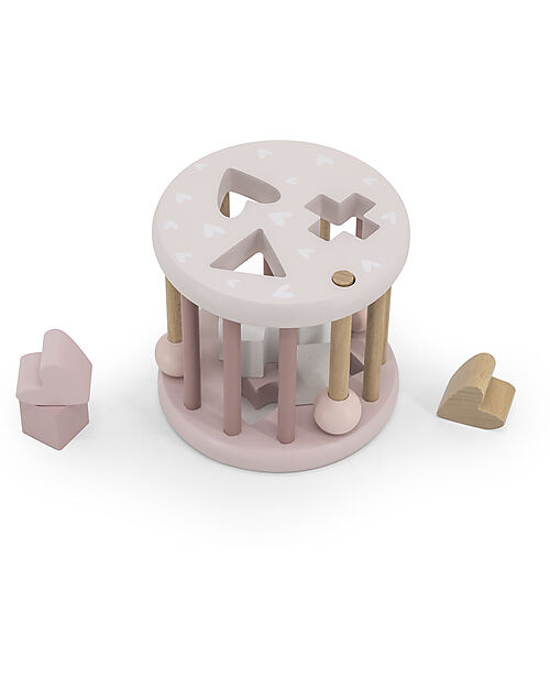 Label Label FSC Wood Interlocking Geometric Shapes Wheel - Pink - 12+ m Wooden Stacking Toys