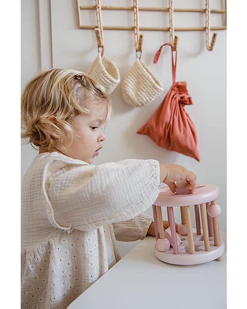 Label Label FSC Wood Interlocking Geometric Shapes Wheel - Pink - 12+ m Wooden Stacking Toys