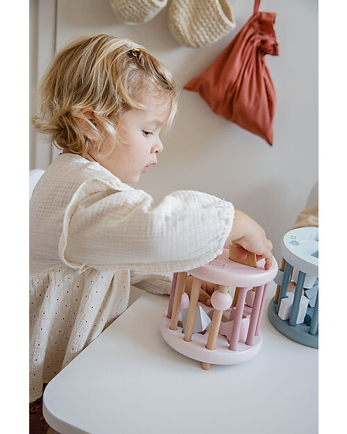 Label Label FSC Wood Interlocking Geometric Shapes Wheel - Pink - 12+ m Wooden Stacking Toys