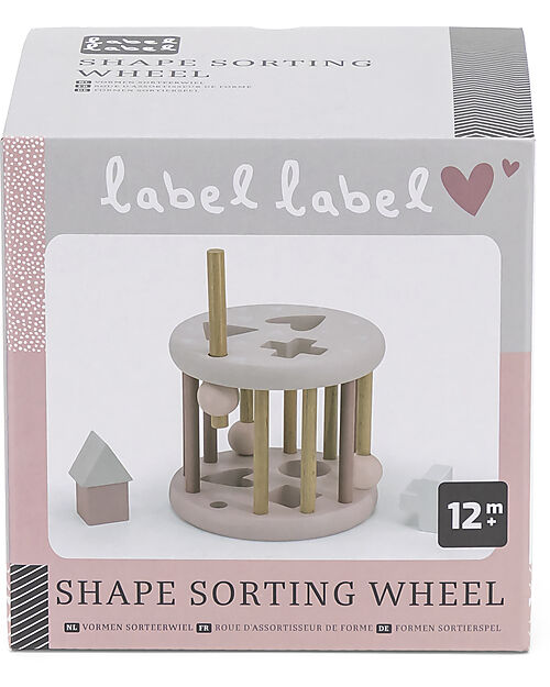 Label Label FSC Wood Interlocking Geometric Shapes Wheel - Pink - 12+ m Wooden Stacking Toys