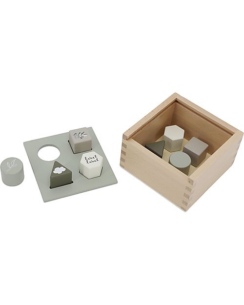 Label Label FSC Wooden Interlocking Geometric Shapes Box - Olive - 18+ m Wooden Stacking Toys