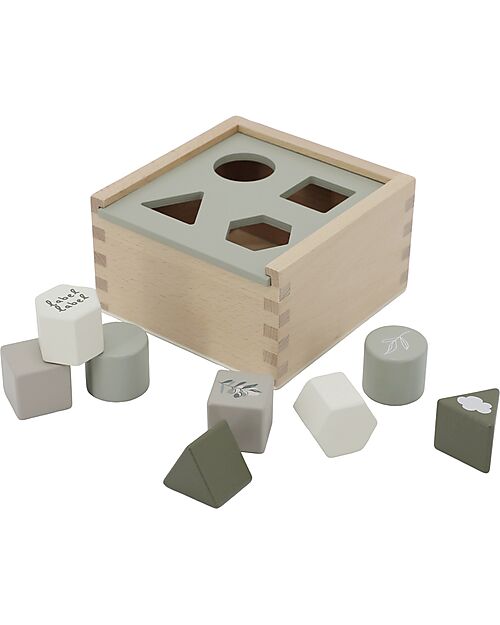 Label Label FSC Wooden Interlocking Geometric Shapes Box - Olive - 18+ m Wooden Stacking Toys