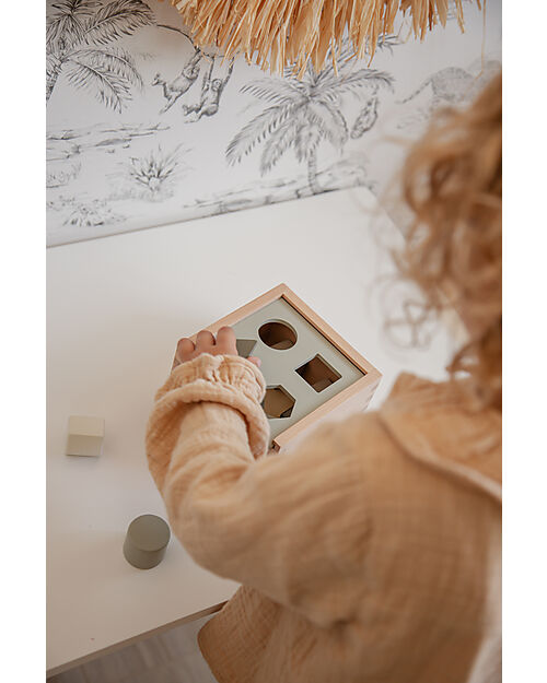 Label Label FSC Wooden Interlocking Geometric Shapes Box - Olive - 18+ m Wooden Stacking Toys