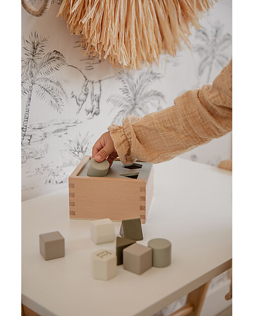 Label Label FSC Wooden Interlocking Geometric Shapes Box - Olive - 18+ m Wooden Stacking Toys