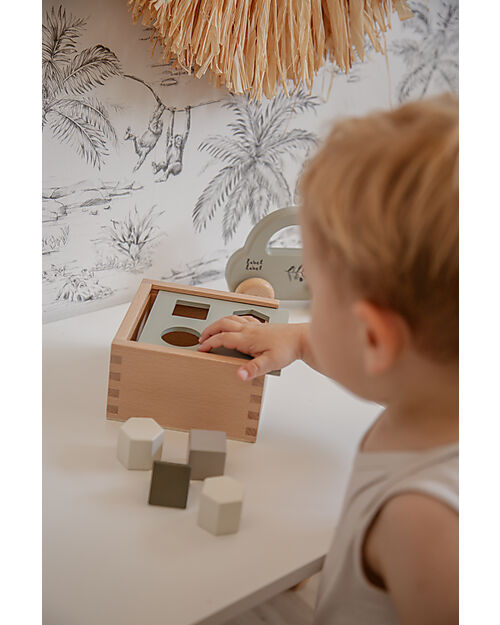 Label Label FSC Wooden Interlocking Geometric Shapes Box - Olive - 18+ m Wooden Stacking Toys