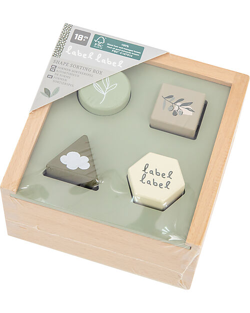 Label Label FSC Wooden Interlocking Geometric Shapes Box - Olive - 18+ m Wooden Stacking Toys