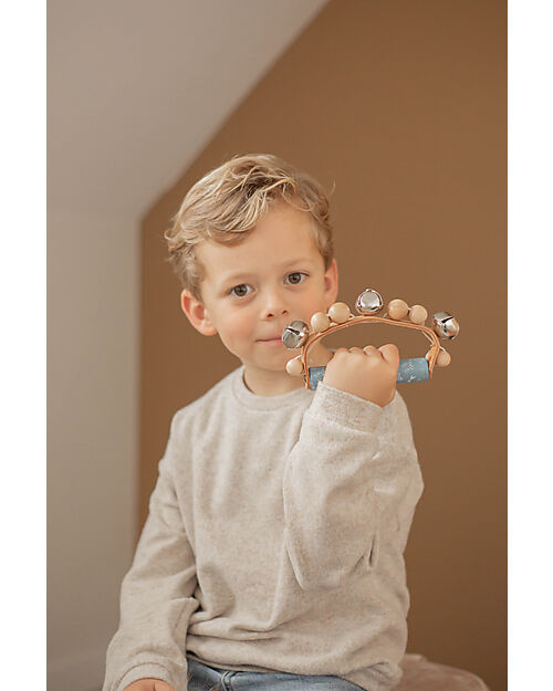 Label Label FSC Wooden Rattle Ring Tool - Blue - 12+ m Musical Instruments