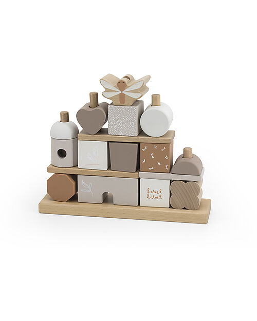 Label Label FSC Wooden Stackable Block House - Beige - 12+ m Wooden Stacking Toys
