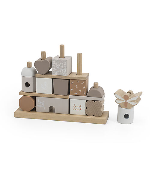 Label Label FSC Wooden Stackable Block House - Beige - 12+ m Wooden Stacking Toys