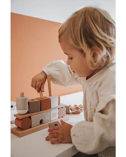 Label Label FSC Wooden Stackable Block House - Beige - 12+ m Wooden Stacking Toys