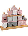 Label Label FSC Wooden Stackable Block House - Pink - 12+ m Wooden Stacking Toys