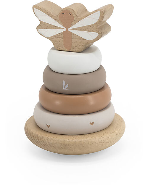 Label Label FSC Wooden Stackable Ring Tower - Beige - 12+ m Wooden Stacking Toys