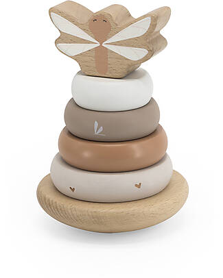 Label Label FSC Wooden Stackable Ring Tower - Beige - 12+ m Wooden Stacking Toys