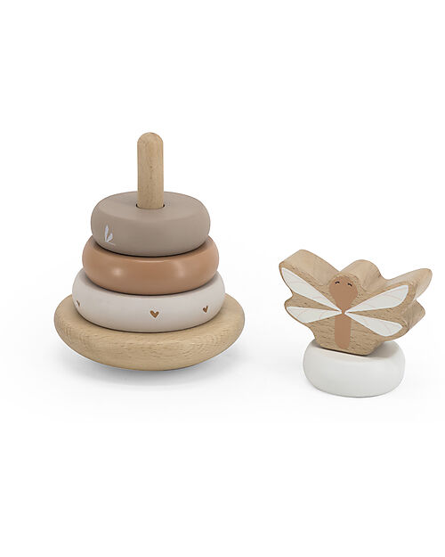 Label Label FSC Wooden Stackable Ring Tower - Beige - 12+ m Wooden Stacking Toys