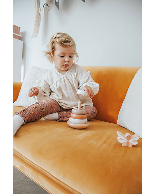 Label Label FSC Wooden Stackable Ring Tower - Beige - 12+ m Wooden Stacking Toys