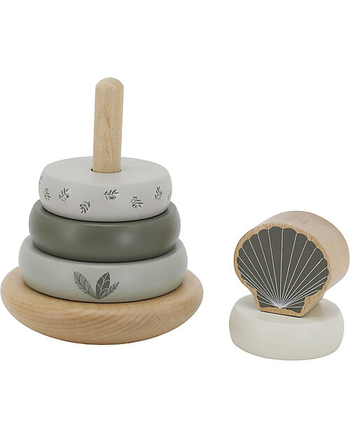 Label Label FSC Wooden Stackable Ring Tower - Olive - 12+ m Wooden Stacking Toys