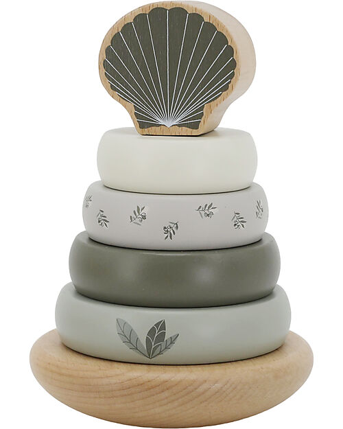 Label Label FSC Wooden Stackable Ring Tower - Olive - 12+ m Wooden Stacking Toys