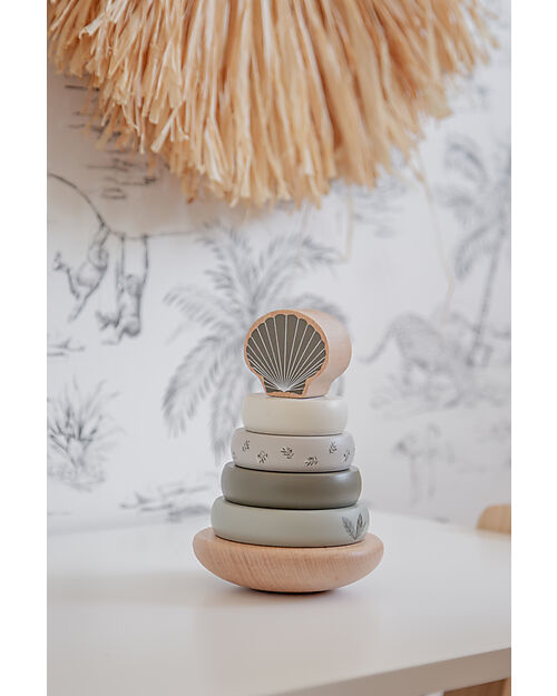 Label Label FSC Wooden Stackable Ring Tower - Olive - 12+ m Wooden Stacking Toys