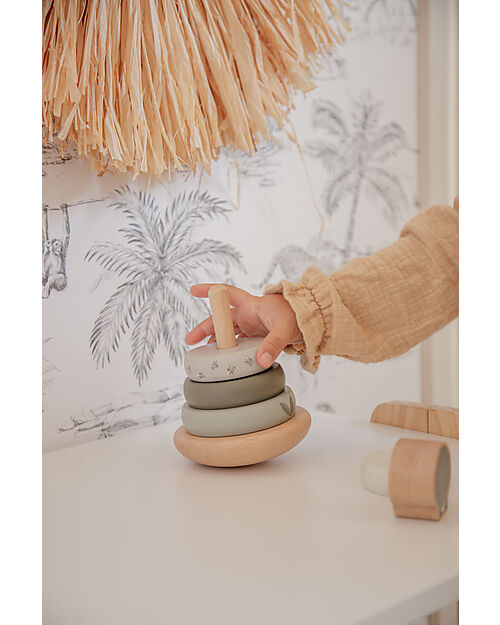 Label Label FSC Wooden Stackable Ring Tower - Olive - 12+ m Wooden Stacking Toys