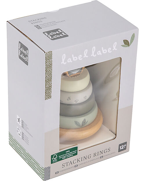 Label Label FSC Wooden Stackable Ring Tower - Olive - 12+ m Wooden Stacking Toys