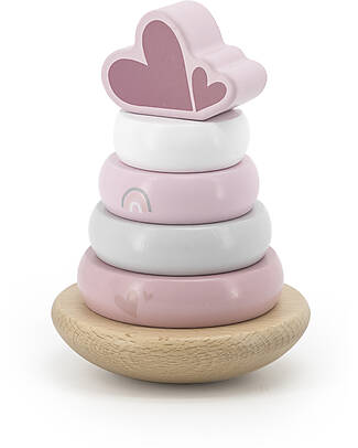 Label Label FSC Wooden Stackable Ring Tower - Pink - 12+ m Wooden Stacking Toys